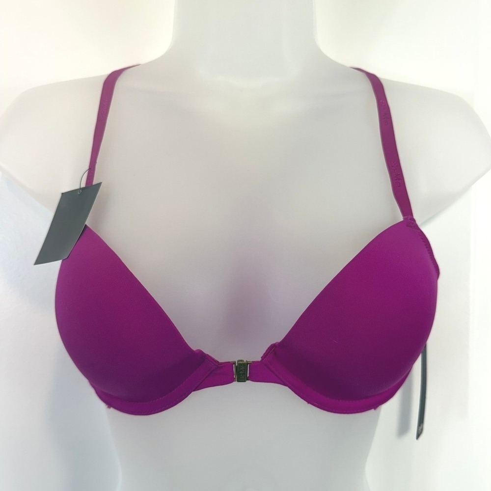 NWT BeMe New York Womens Racerback Front Close Lace Bra Magenta 34B Fuchsia Sexy